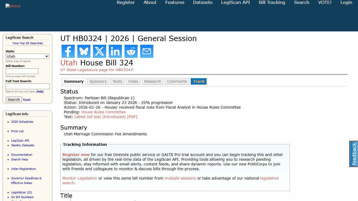 UT HB0324 2026 General Session LegiScan