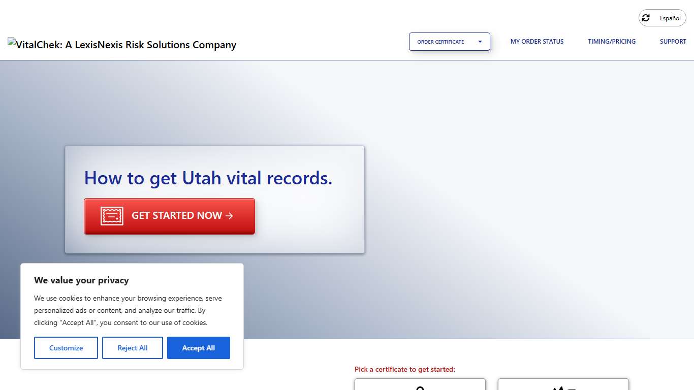 Utah (UT) Vital Records State Certificates - VitalChek