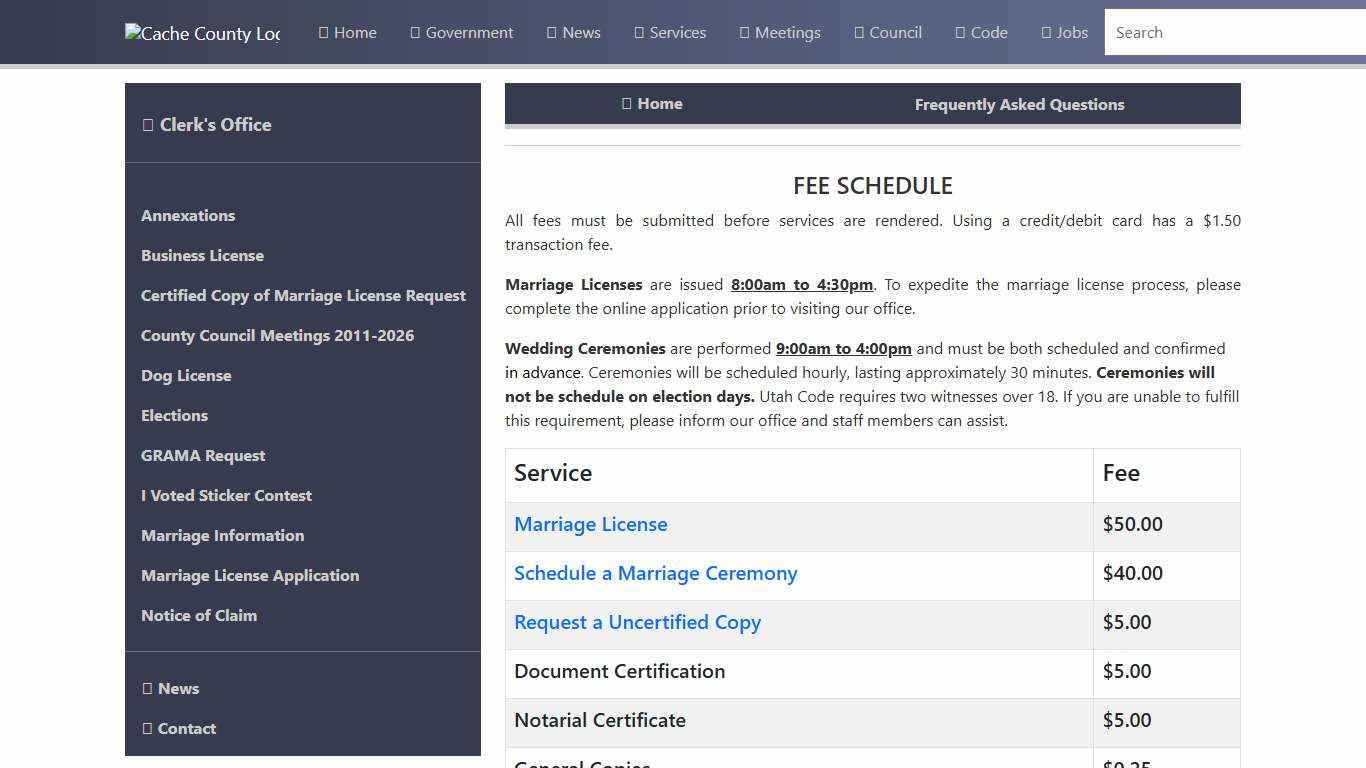 Official Site of Cache County, Utah - Marriage Information