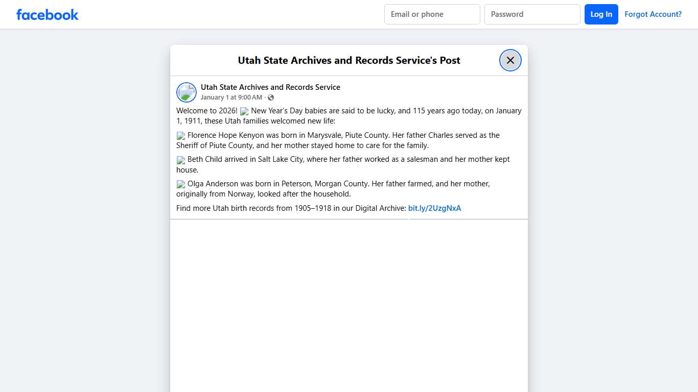 Welcome to 2026!... - Utah State Archives and Records Service Facebook